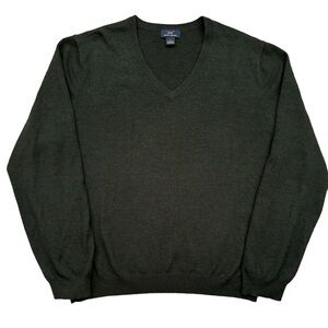 346 BROOKS BROTHERS Dark Green Full Sleeves Merino Wool Sweater in Large